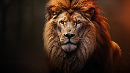 a dark background with a lion's head in the image