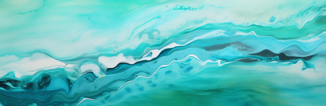 green swirls on a canvas, in the style of fluid color combinations, light turquoise and light azure, colorful moebius