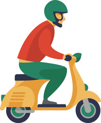 man riding scooter flat vector illustration