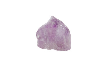 Amethyst mineral stone macro on white background