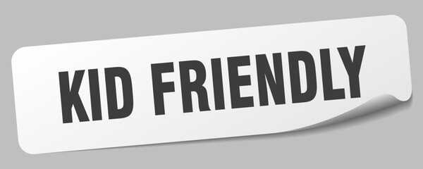 kid friendly sticker. kid friendly label