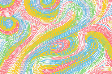 Colorful seamless pattern with swirls on a white background