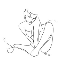Abstract beautiful female body, continuous line drawing, quick sketch, fashion illustration, woman beauty minimalist, vector illustration