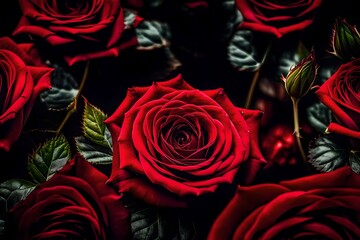Convey the emotions of passion and desire through a stock photo featuring a red rose background, creating a visually enchanting scene that speaks to the heart.