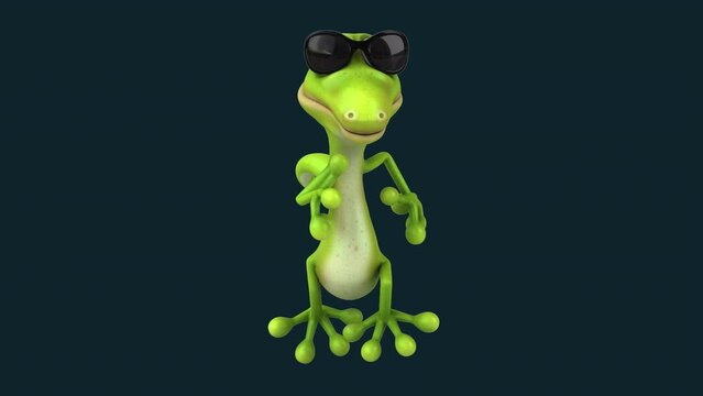 Fun 3D cartoon lizard running (with alpha channel included)