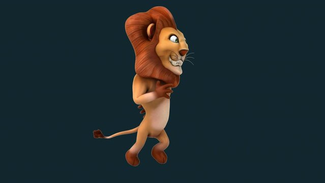 Fun 3D cartoon lion running (with alpha channel included)