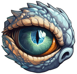 Colorful dragon eye. Isolated sticker