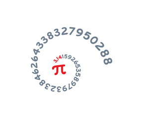 spiral pi number and pi symbol on white background