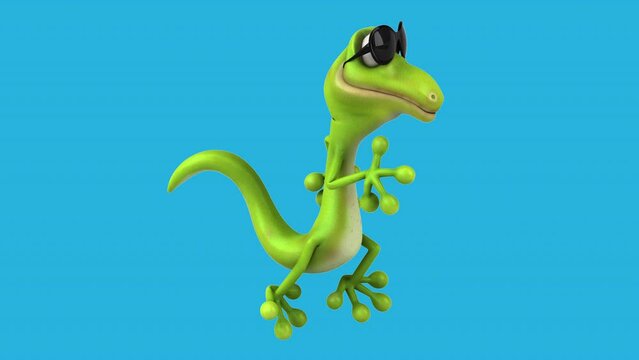 Fun 3D cartoon lizard running (with alpha channel included)