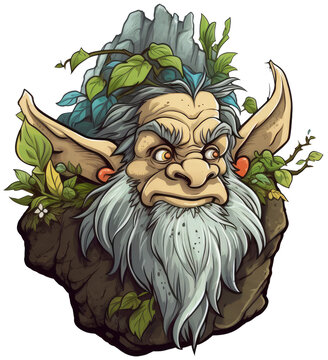 Troll portrait cartoon style character. Isolated sticker