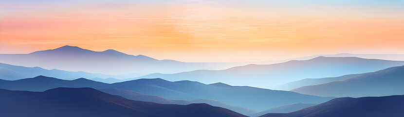 Fototapeta na wymiar Sunrise Mountain Layers Illustration.