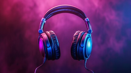 High-end headphones mockup on a rich purple background 