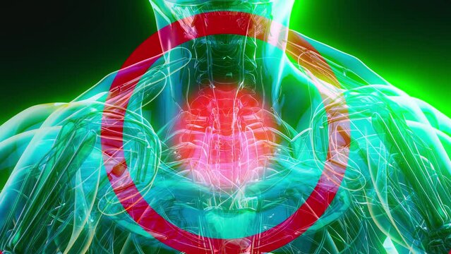 Conceptual animation of a man and a sore throat
