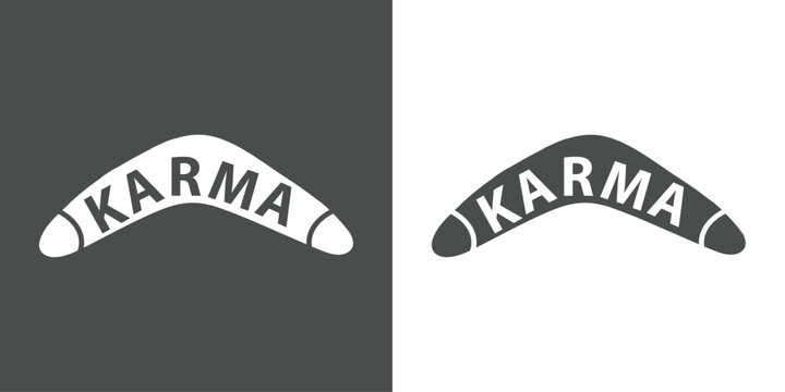 Logo el karma es un boomerang. Palabra karma con silueta de bumer&aacute;n