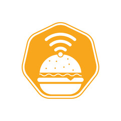 Wifi burger logo design vector icon. Hamburger and WiFi signal symbol or icon.