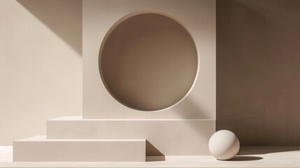 interior with ball neutral shapes minimalism illustration.