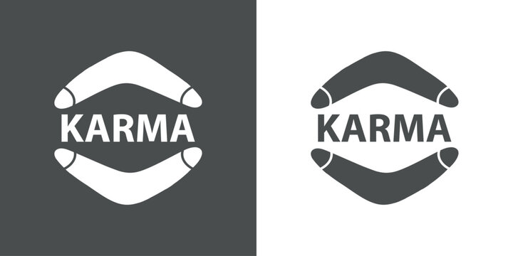 Logo el karma es un boomerang. Palabra karma con silueta de bumer&aacute;n