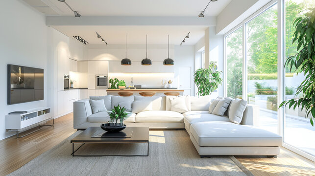 明るく広いリビングルーム