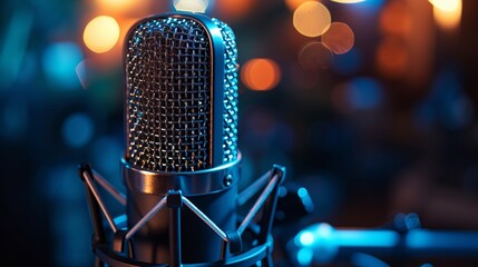 Professional microphone mockup on a studio background 