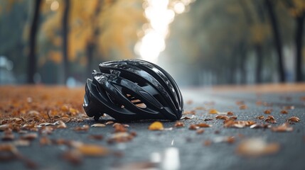 Sleek bicycle helmet mockup on a road background 