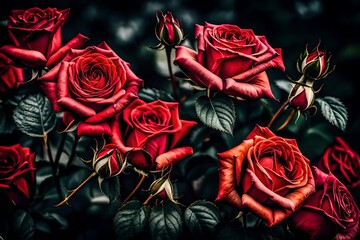Immerse yourself in the language of love with a stock photo showcasing the enchanting beauty of a red rose background, creating a visually striking and romantic image.