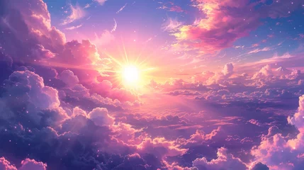 Poster A radiant sunset paints the heavens in a palette of dreamlike clouds © nur