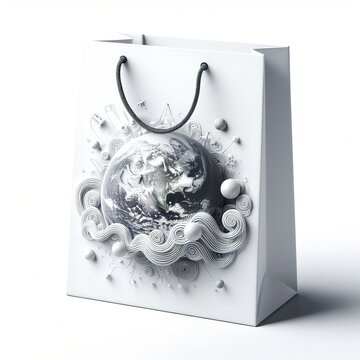 White Shopping Bag , This is a 3d rendered computer generated image. Isolated on white