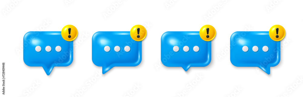 Poster set of 3d speech bubble icons. speak bubble text, chatting box, chat dialog icon. 3d speech bubbles 