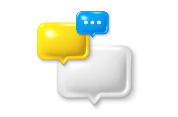 3d speech bubble icon. Chat comment with ellipsis icon. Talk message box. Modern realistic 3d design. Support speech bubble, chat message boxes. Social media dialog banner. Vector illustration