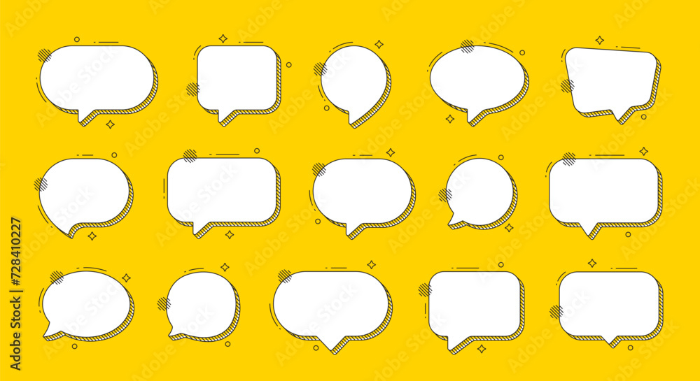 Poster set of speech bubble icons. speak bubble text, chatting box, chat dialog icon. empty message speech 