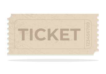 Retro style ticket template on white background