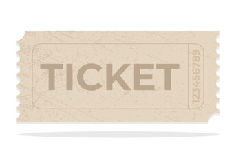 Retro style ticket template on white background