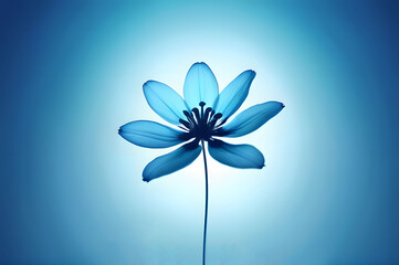 Blue luminous flower on a blue background