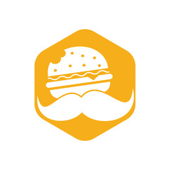 Mustache burger logo icon vector. Burger with mustache icon logo concept.