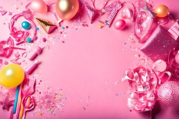 Pink party background overhead view