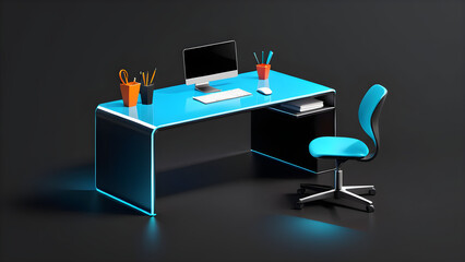 desk icon 3d isolated on black background