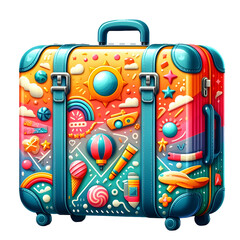 big  travel suitcase, png file of isolated cutout object with shadow on transparent background.