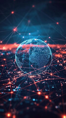 Fototapeta premium Global network connection concept. toned image double exposure