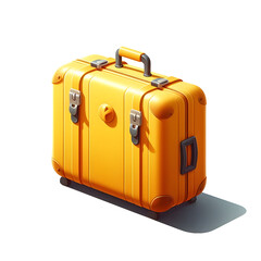 big yellow travel suitcase, png file of isolated cutout object with shadow on transparent background.