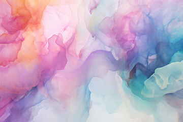 Abstract multicolor watercolor painting on white background