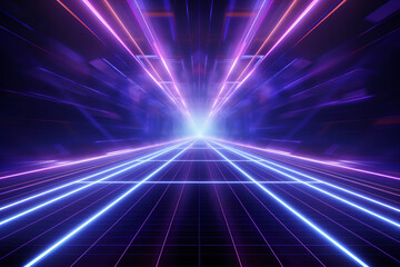 Abstract Background Neon Glowing Lines Tunnel