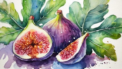 stylized watercolor figs illustration