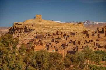 Ksar Ait Ben haddou, old Berber adobe-brick village or kasbah. Ouarzazate, Draa-Tafilalet, Morocco,...