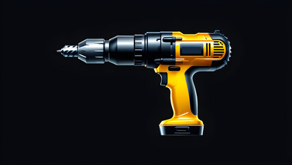 drill icon vector clipart isolated on a black background. electric drill  - obrazy, fototapety, plakaty