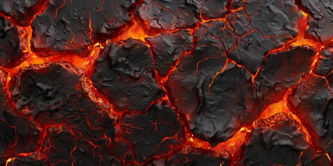 Keuken spatwand met foto Lava texture fire background © sid