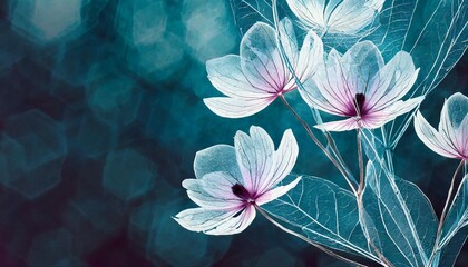 art background with transparent x ray flowers blooming flowers beautiful floral backdrop...