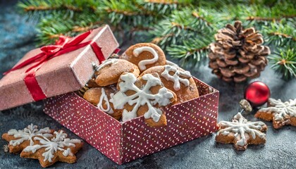 Fototapeta na wymiar tasty sweet gingerbread in gift box