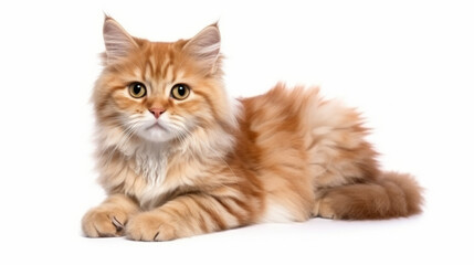Cute cat on a white background. Copy space.