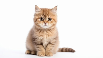 Cute cat on a white background. Copy space.