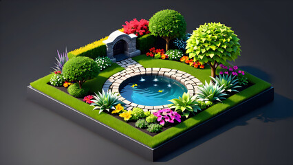  beautiful nature. garden 3d icon clipart isolated on a black background. save earth, save nature.